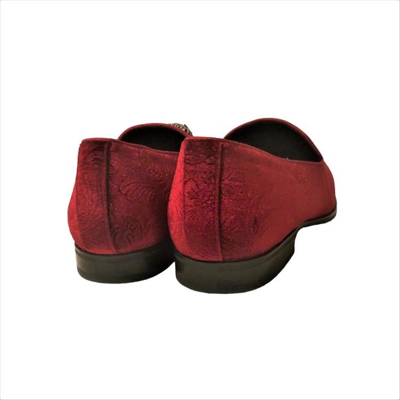 ALDO Y2K Men Dressy Burgundy Velvet Loafers Panthere Head Front Detail Sz 9 NEW - Picture 5 of 8